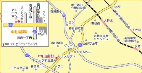 中山歯科への地図